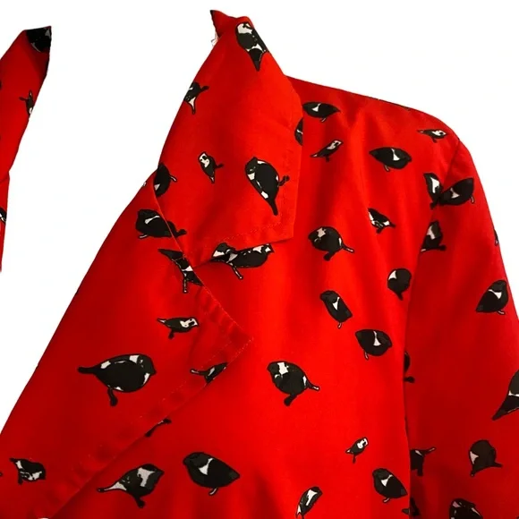 eShakti Red Midi Dress with Black Floral Pattern - Picture 4 of 14